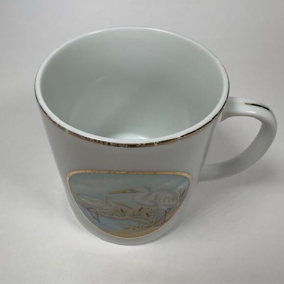 Lefton Japan Souvenir Mug/Cup Florida Egret Waterfowl Birds Gold Trim 1987 VTG - Picture 11 of 15